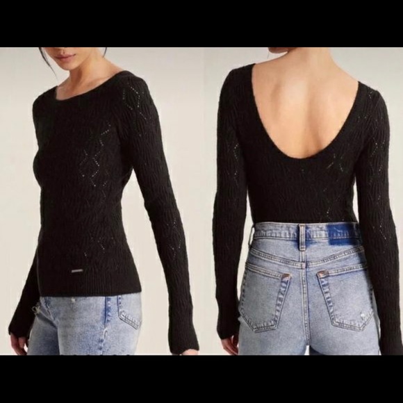 Abercrombie & Fitch Sweaters - NWOT Abercrombie & Fitch Scoop Back black sweater size Small